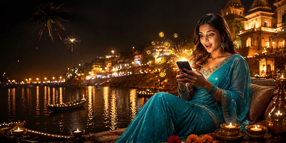User in Varanasi using a smartphone for live cricket betting on nh24 platform